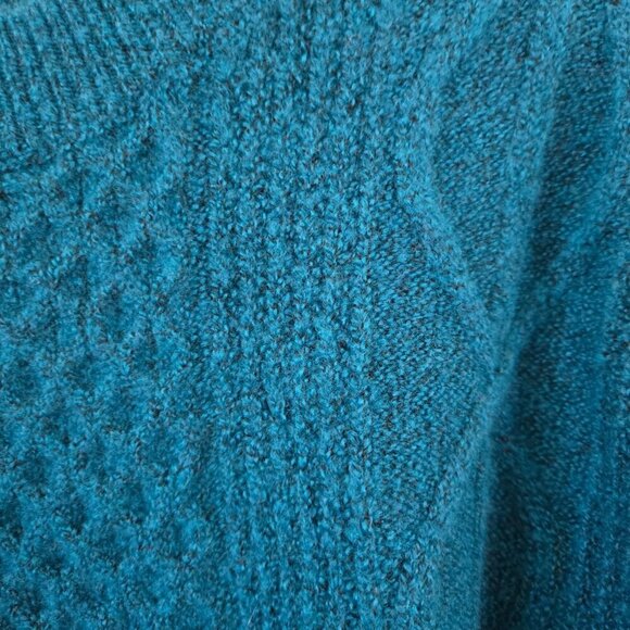 1. State NWT Variegated Cables Crew Sweater Teal Balloon Sleeve Size L - Picture 4 of 9